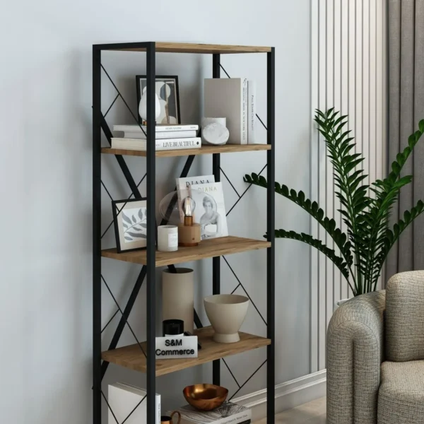 5 Raflı 150 cm Ceviz Kitaplık