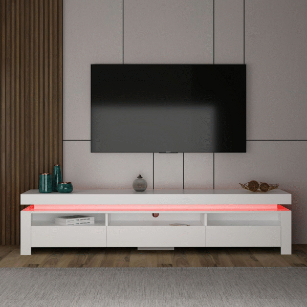 RGB Led Işıklı Tv Ünitesi - Beyaz