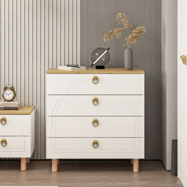 Lotus Bohem Tarz Şifonyer 4 Çekmece - Artisan/Beyaz